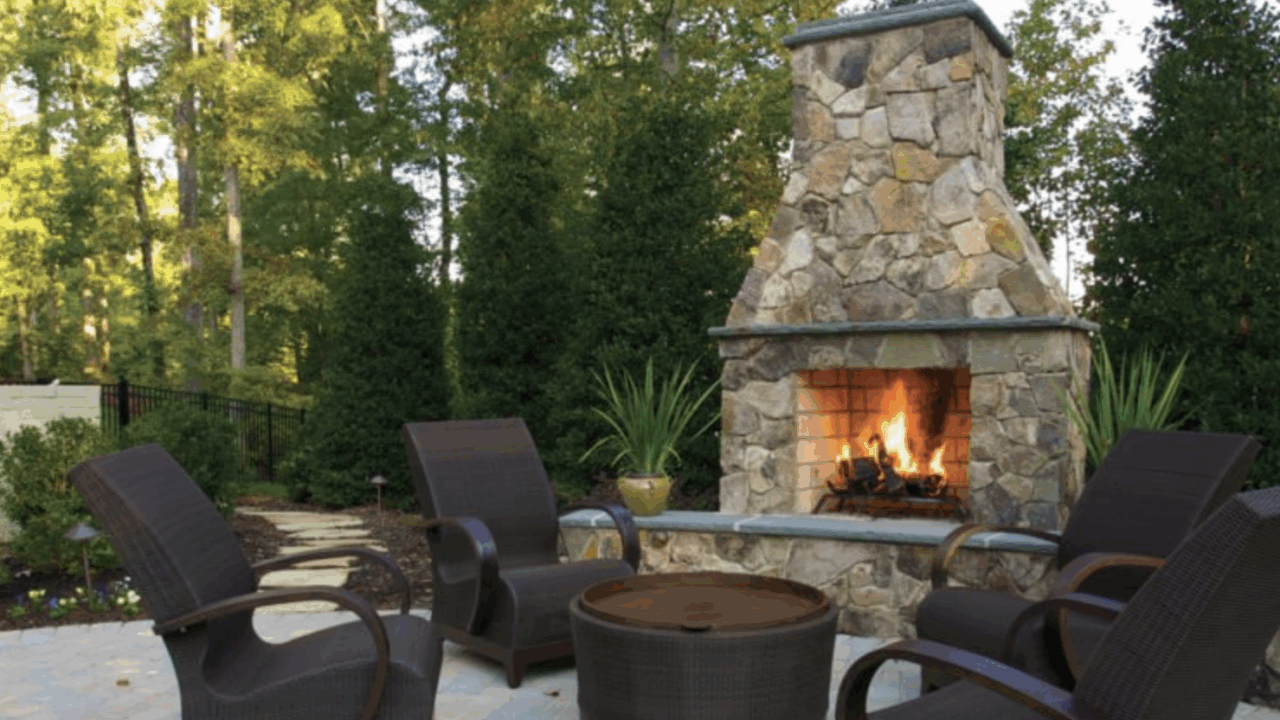 Outdoor Fireplace on patio